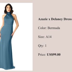 Azazie Blue Maxi Dress with Slit